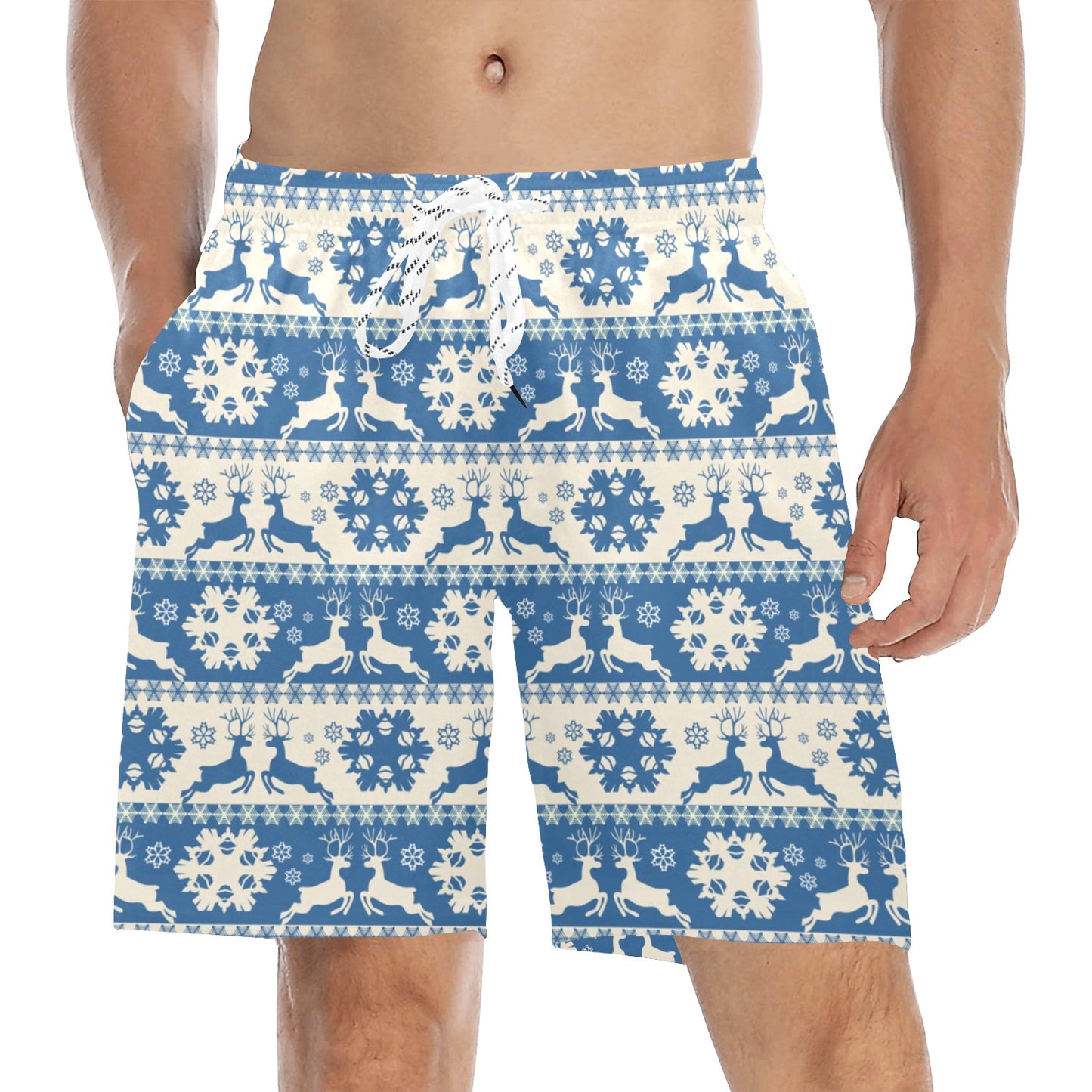 Reindeer Print Design LKS401 Men's Swim Trunks Beach Shorts