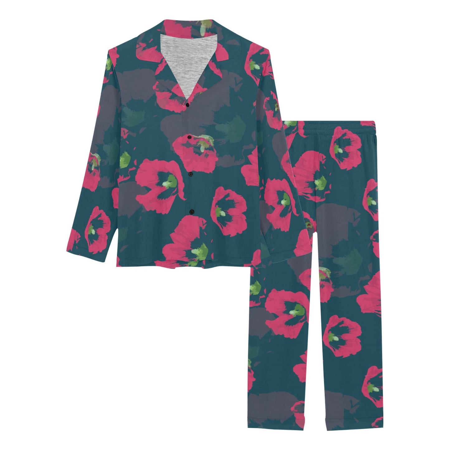 Morning Glory Pattern Print Design 01 Women's Long Pajama Set
