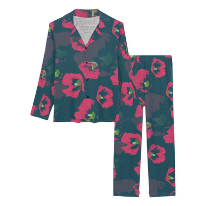 Morning Glory Pattern Print Design 01 Women's Long Pajama Set