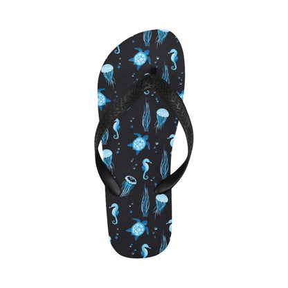 Sea Turtle Jelly Fish Sea Horse Print Design LKS3014 Flip Flops