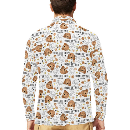 Setters Irish Print Design LKS301 Long Sleeve Polo Shirt For Men's