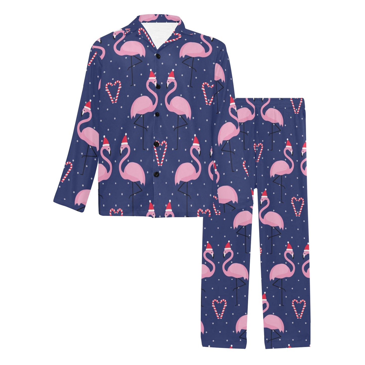 Flamingo Christmas Men's Long Pajama Set