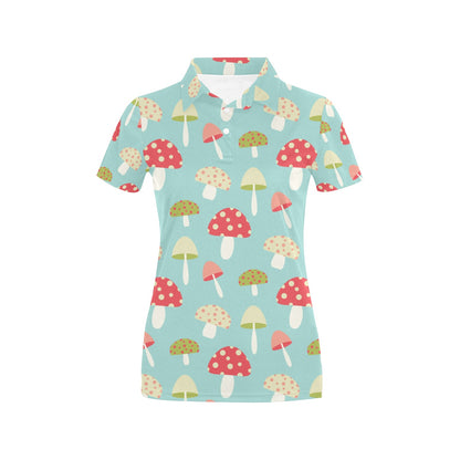 Mushroom Pattern Print Design A01 Women's Polo Shirt