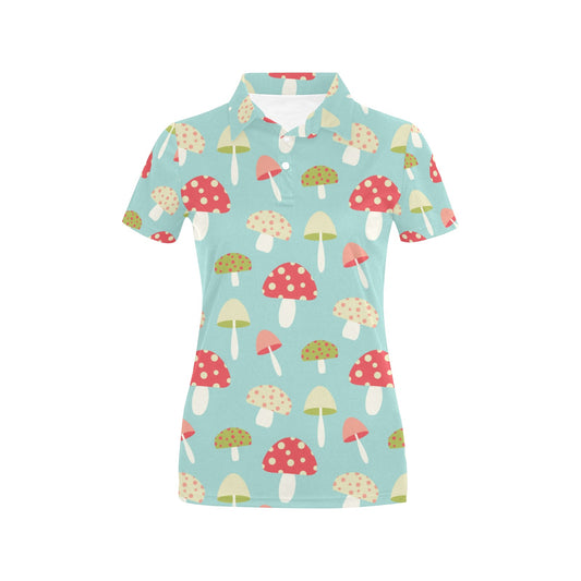 Mushroom Pattern Print Design A01 Women's Polo Shirt
