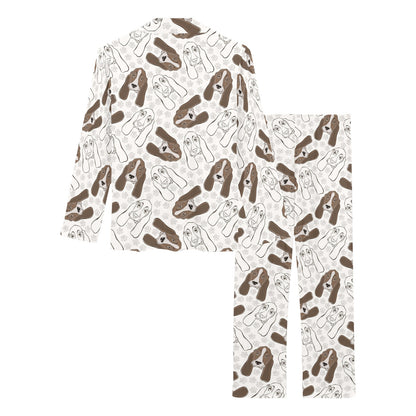Basset Hound Pattern Print Design 01 Women's Long Pajama Set