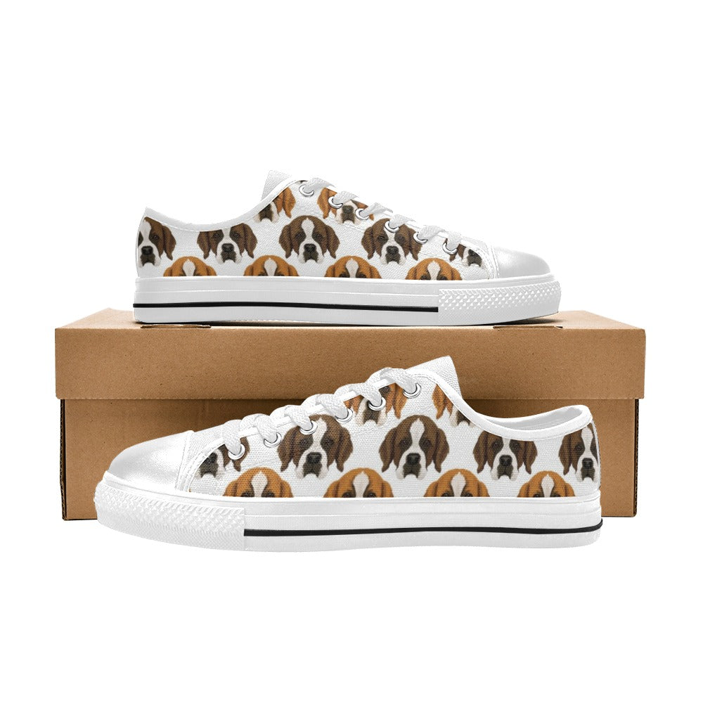 St Bernards Print Design LKS301 Women's White Low Top Shoes