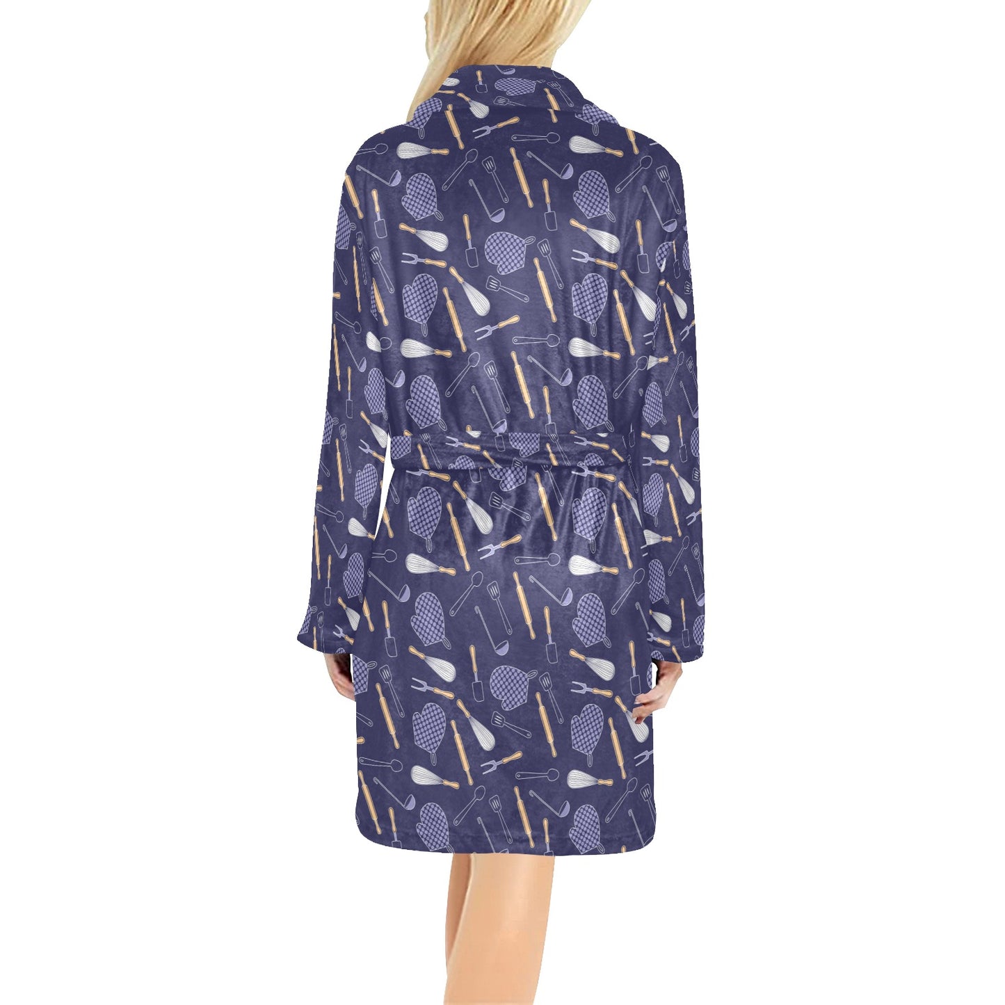 Cooking Kitchen Tools Pattern Print Design 04 Women's Fleece Robe