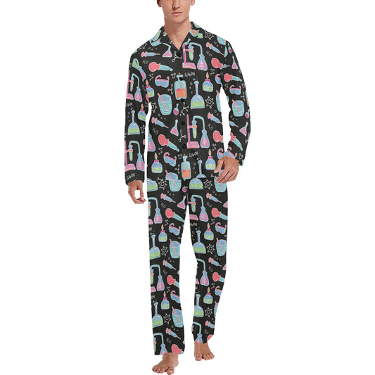Chemical Pattern Print Design 06 Men's Long Pajama Set