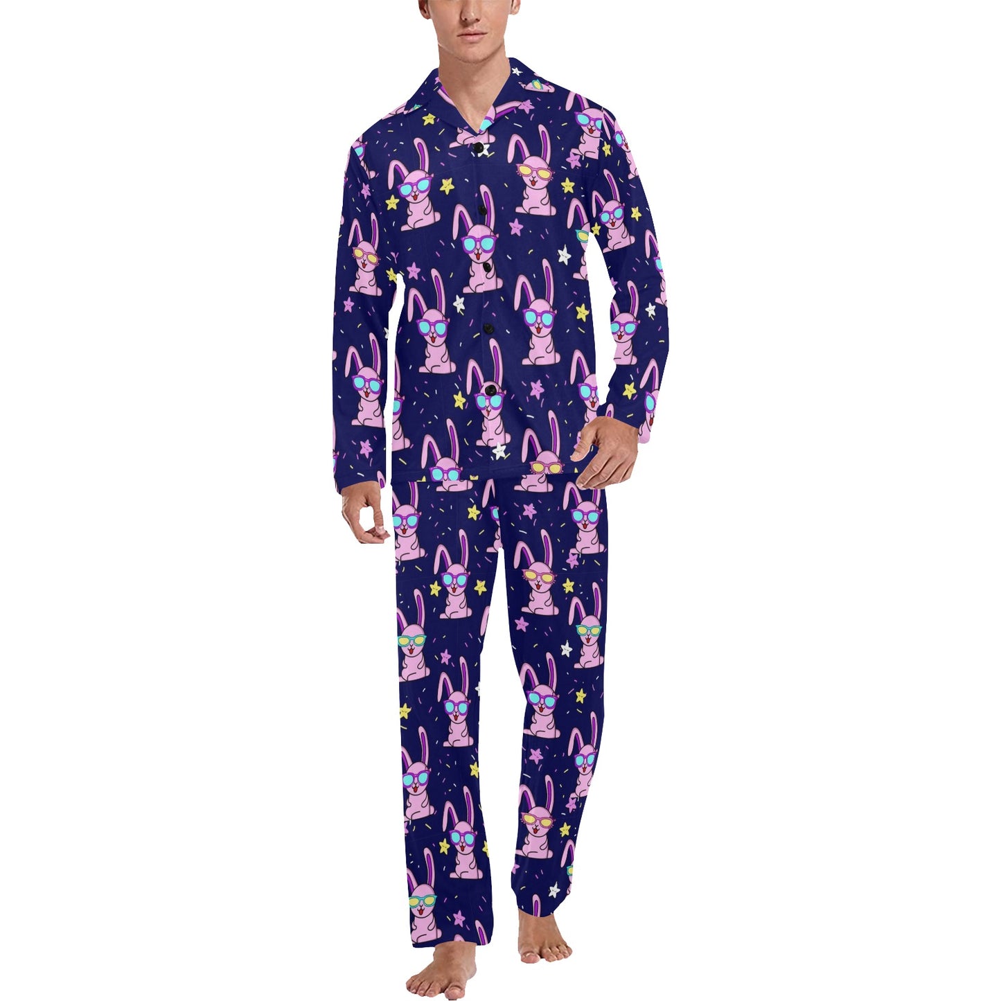 Rabbit Baby Pattern Print Design RB015 Men's Long Pajama Set