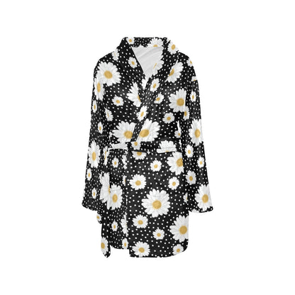 Daisy Pattern Print Design DS02 Women's Fleece Robe