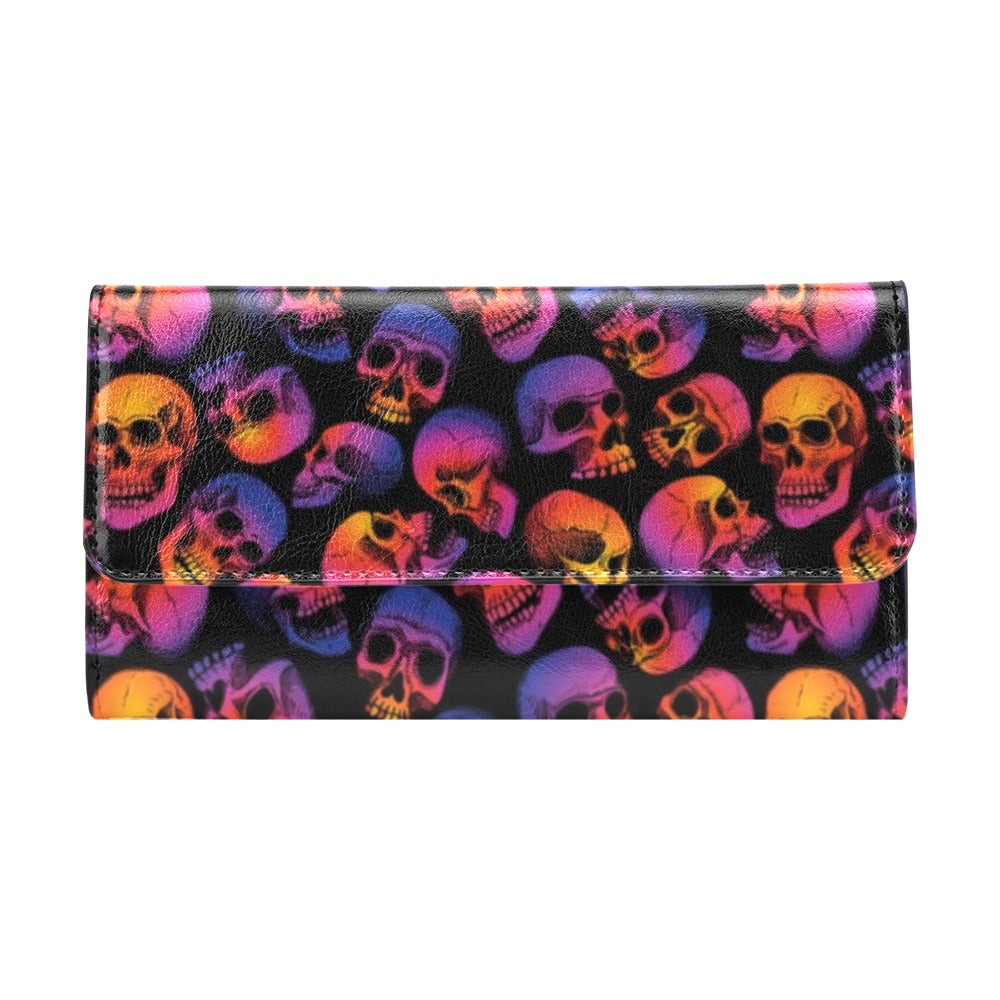 Skull Multicolor Print Design LKS3011 Women's Trifold Wallet