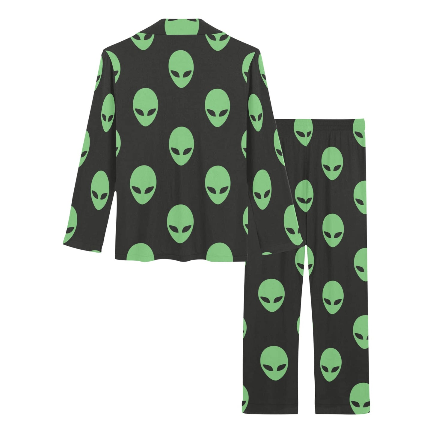 Alien Green Neon Pattern Print Design 01 Women's Long Pajama Set