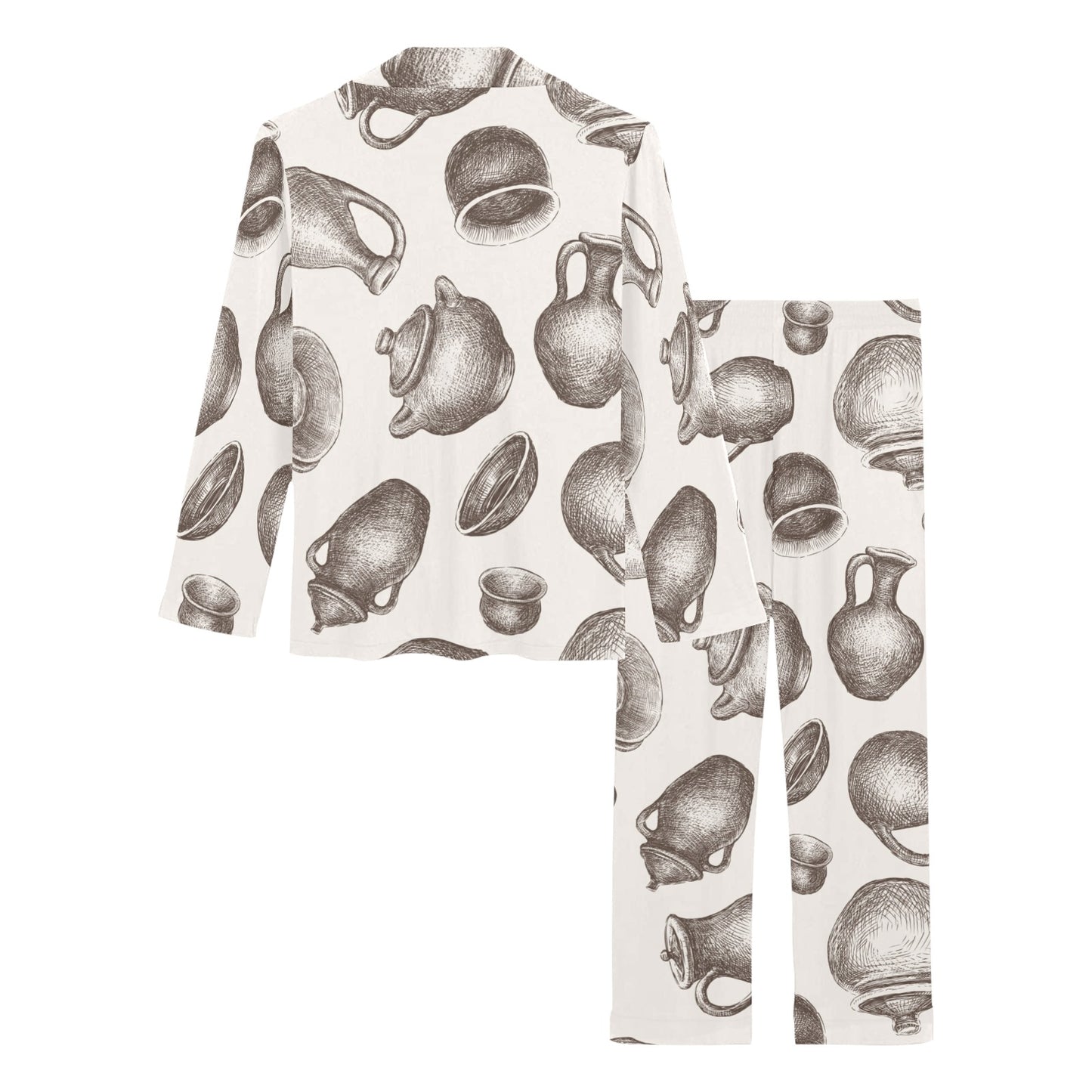 Pottery Pattern Print Design A01 Women's Long Pajama Set