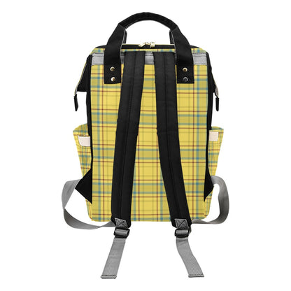 Tartan Yellow Print Design LKS301 Diaper Bag Backpack
