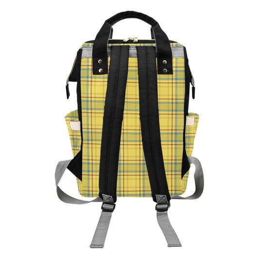 Tartan Yellow Print Design LKS301 Diaper Bag Backpack