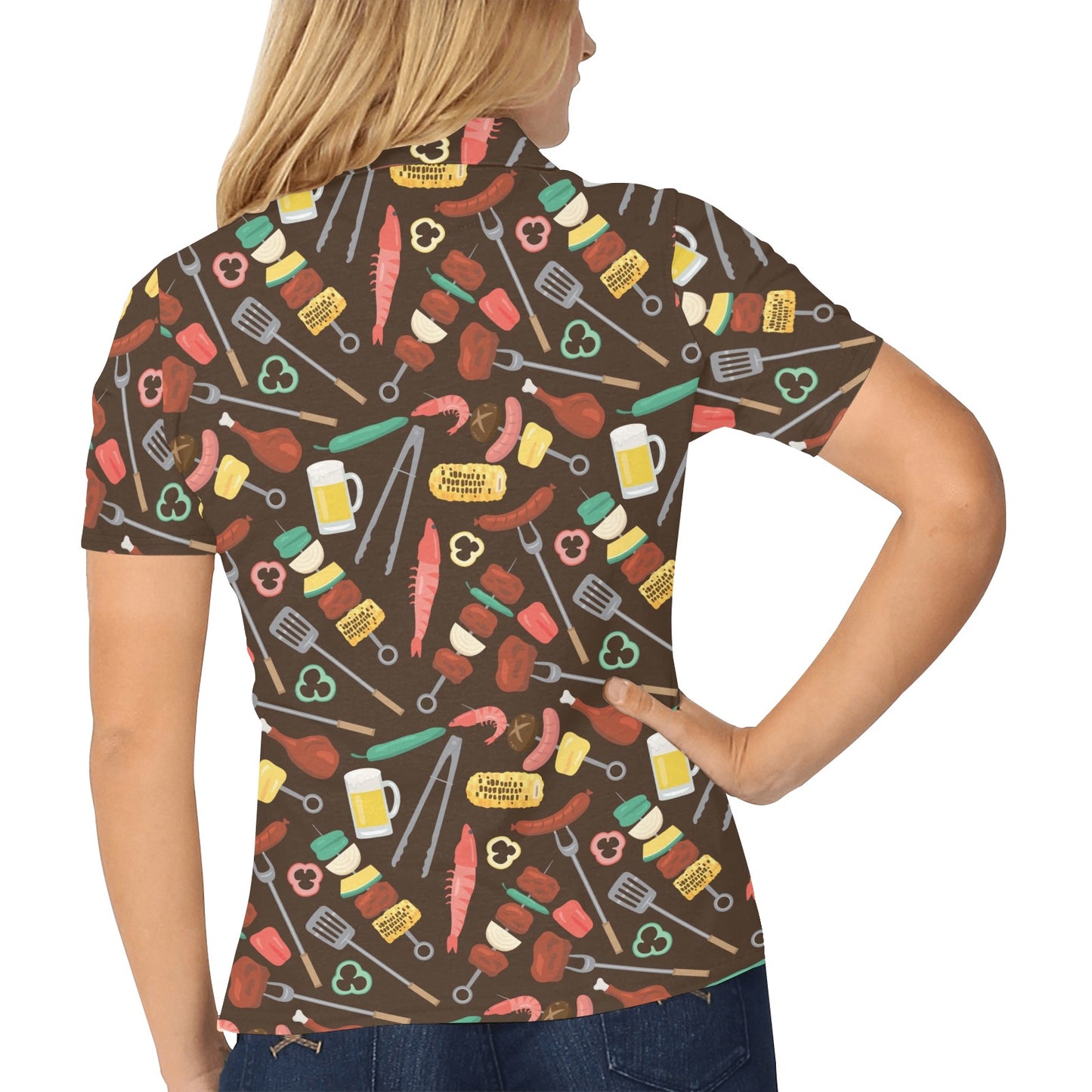 Barbecue Pattern Print Design 05 Women's Polo Shirt