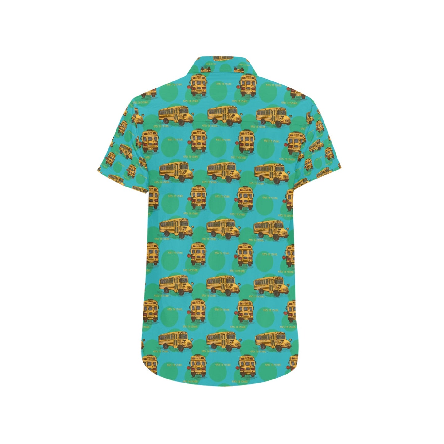 School Bus Print Design LKS308 Men Short Sleeve Button Up Shirt
