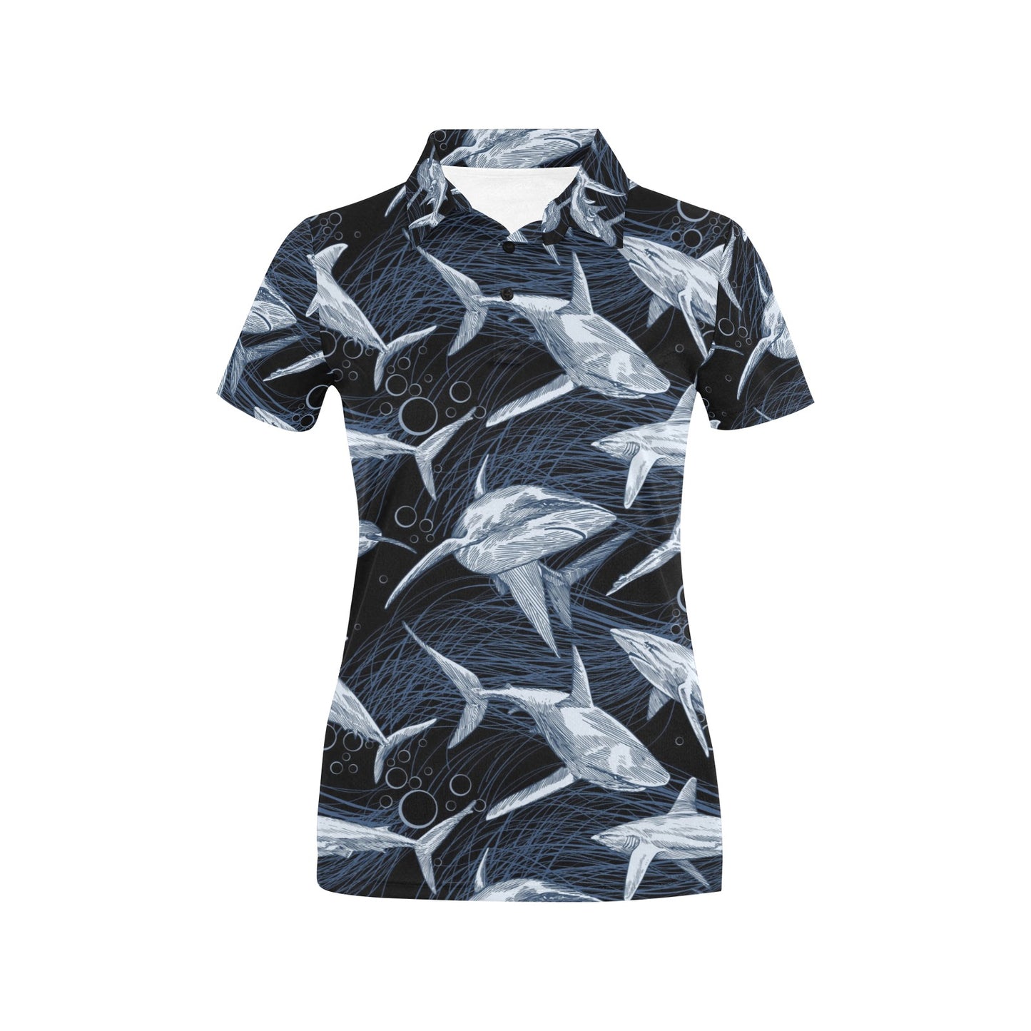 Shark Print Pattern Women's Polo Shirt