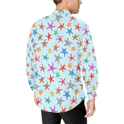 Starfish Print Design LKS402 Men's Long Sleeve Dress Shirt