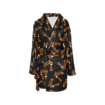 Eagles Print Pattern Women's Fleece Robe