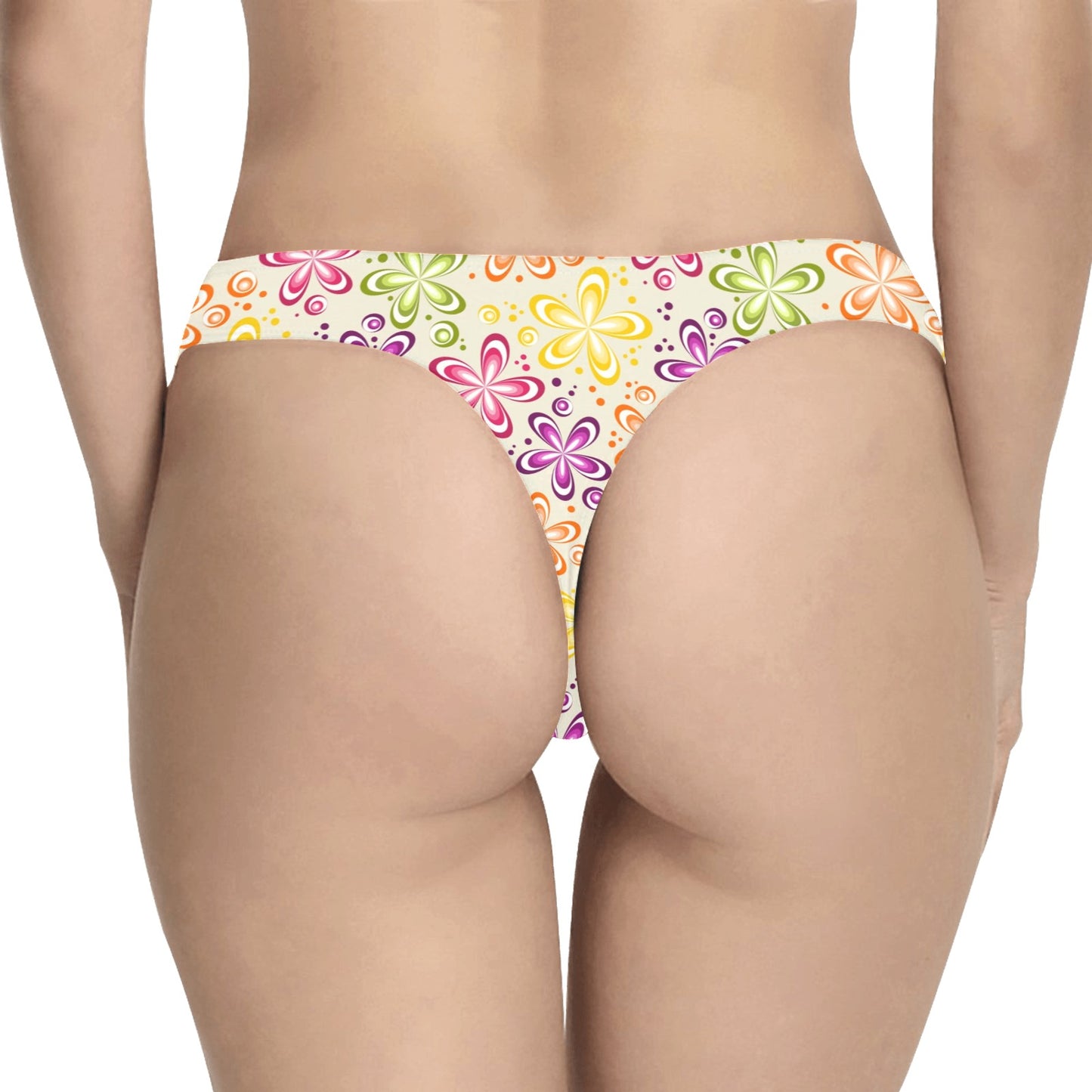 Flower Power Colorful Design Print Women's Thongs