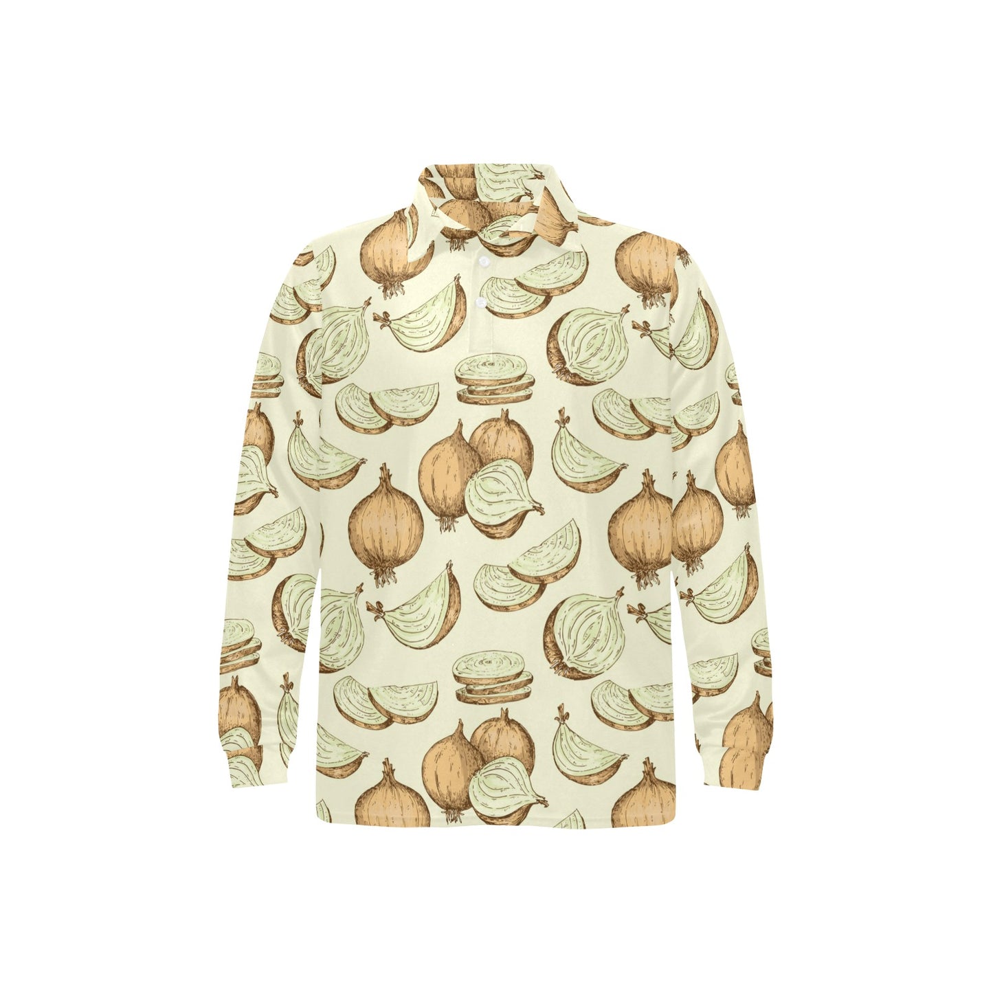 Onion Pattern Print Design A02 Long Sleeve Polo Shirt For Men's