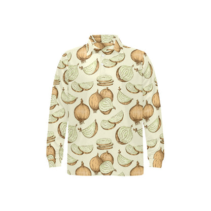 Onion Pattern Print Design A02 Long Sleeve Polo Shirt For Men's