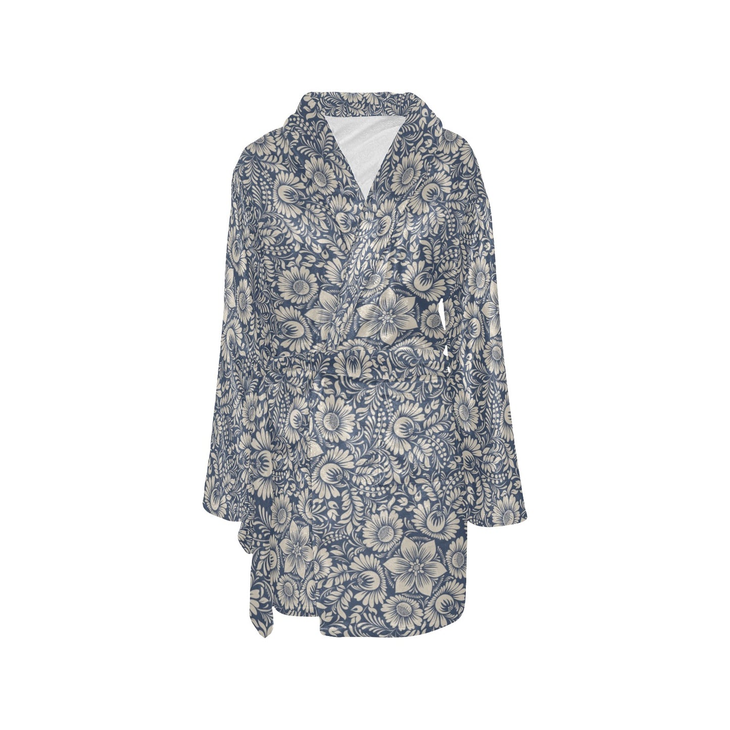 Elegant Floral Print Pattern Women's Fleece Robe