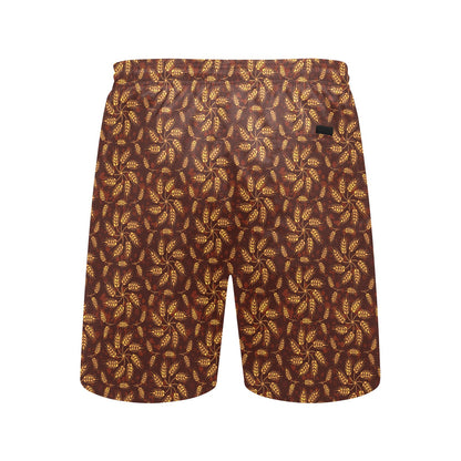 Agricultural Brown Wheat Print Pattern Men's Swim Trunks Beach Shorts