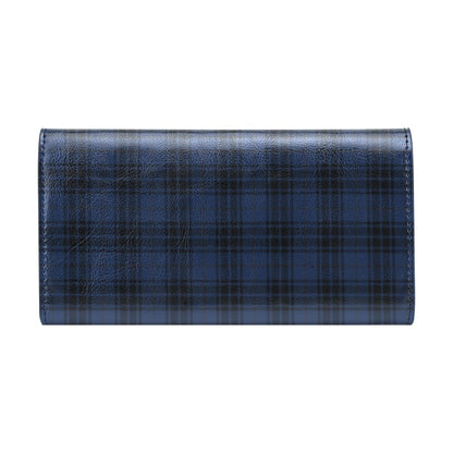 Navy Blue Tartan Plaid Pattern Women's Trifold Wallet