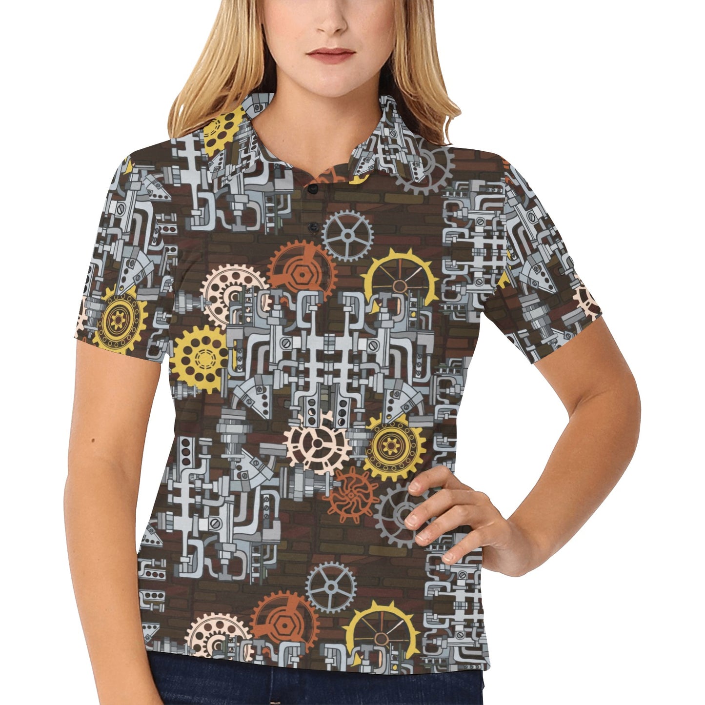 Mechanic Pattern Print Design 04 Women's Polo Shirt