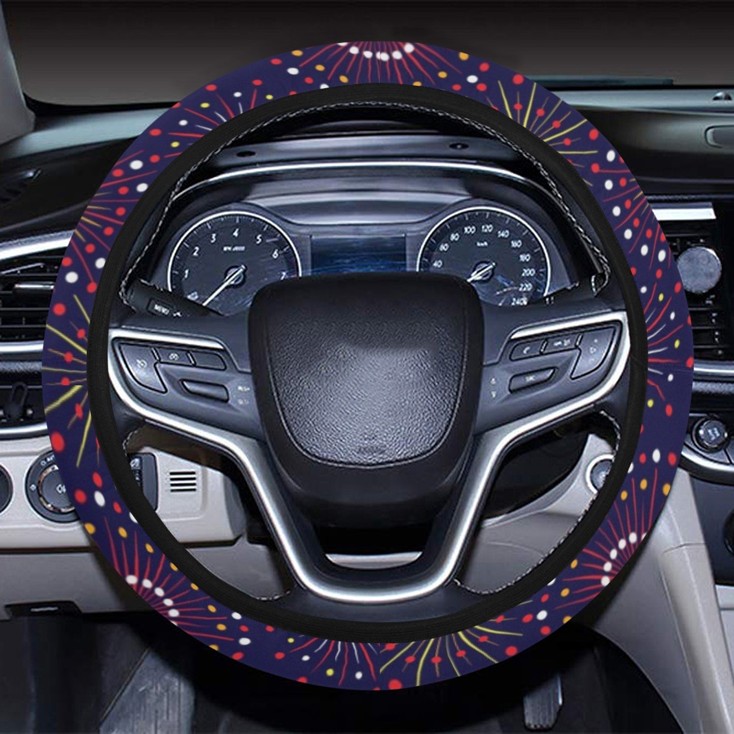 Firework Flower Style Print Design LKS302 Steering Wheel Cover with Elastic Edge