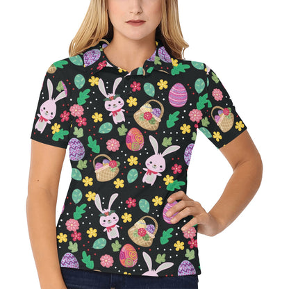 Easter Eggs Pattern Print Design RB05 Women's Polo Shirt