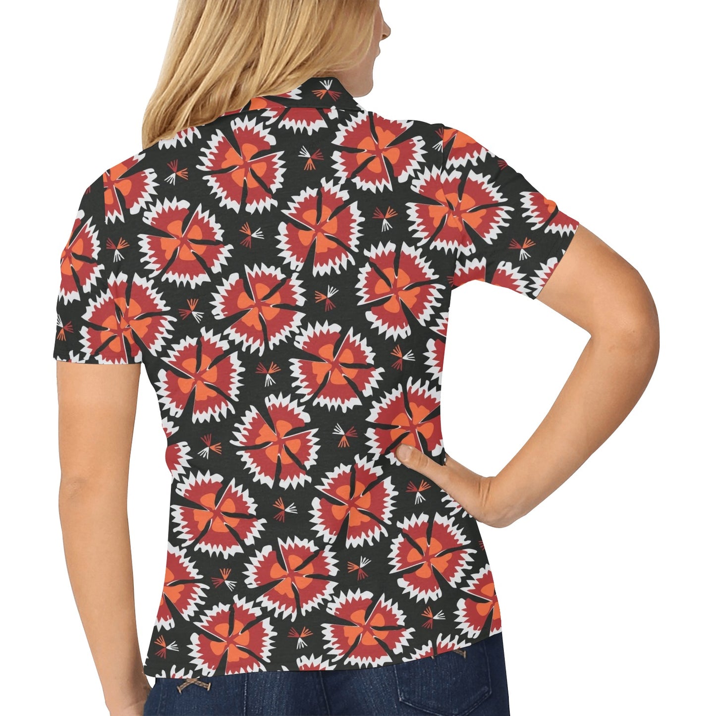 Carnations Pattern Print Design CN03 Women's Polo Shirt