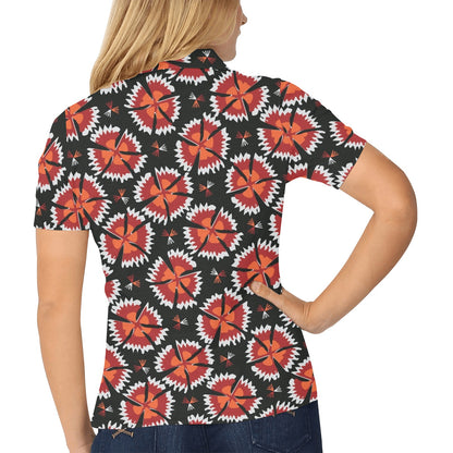 Carnations Pattern Print Design CN03 Women's Polo Shirt