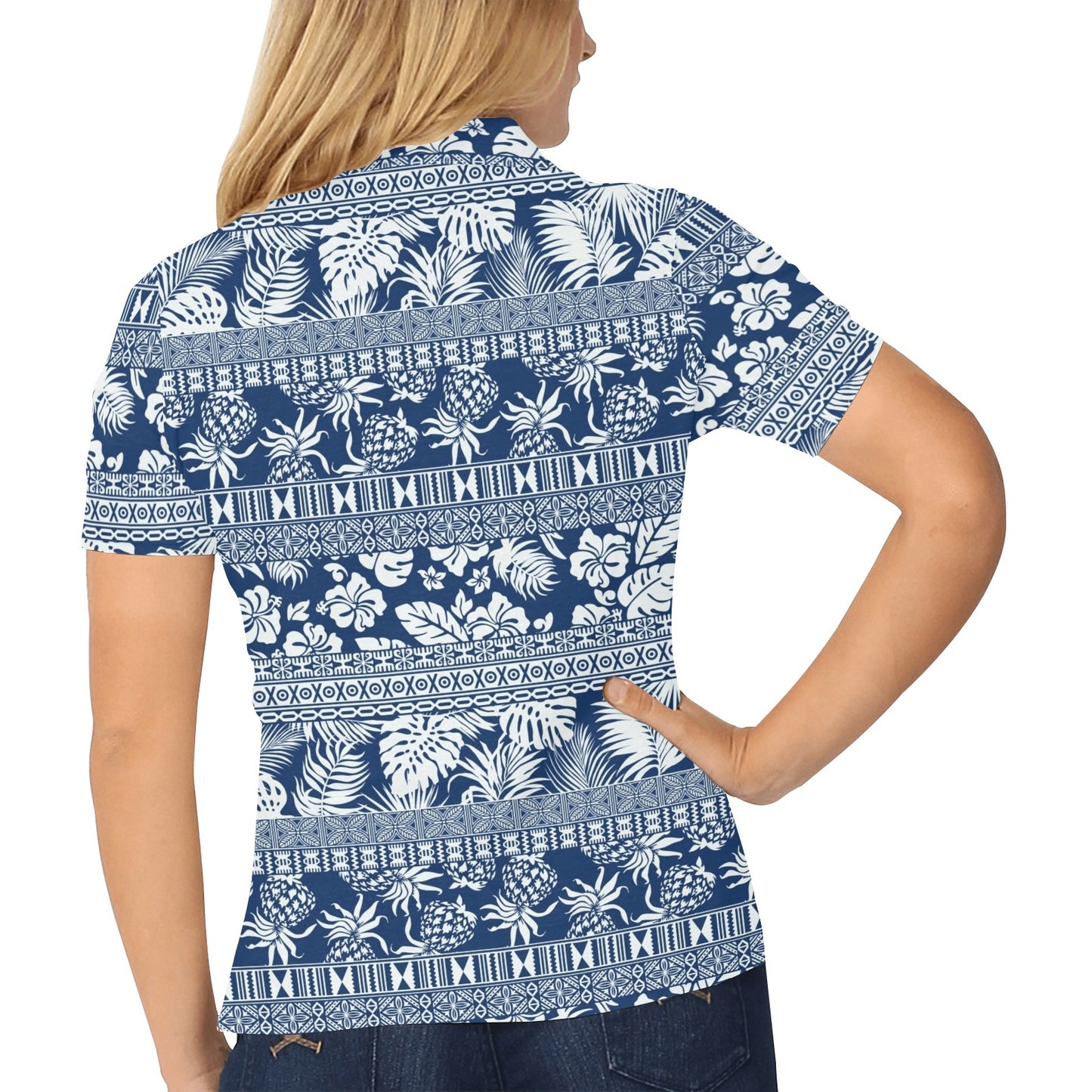 Hawaiian Themed Pattern Print Design H020 Women's Polo Shirt
