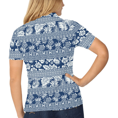 Hawaiian Themed Pattern Print Design H020 Women's Polo Shirt