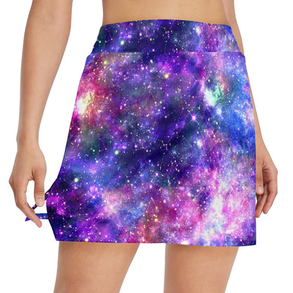 Galaxy Night Stardust Space Print 17" Golf & Pickleball Skort with Pockets