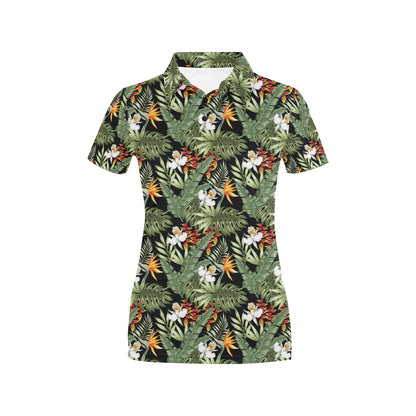 Bird Of Paradise Pattern Print Design 02 Women's Polo Shirt