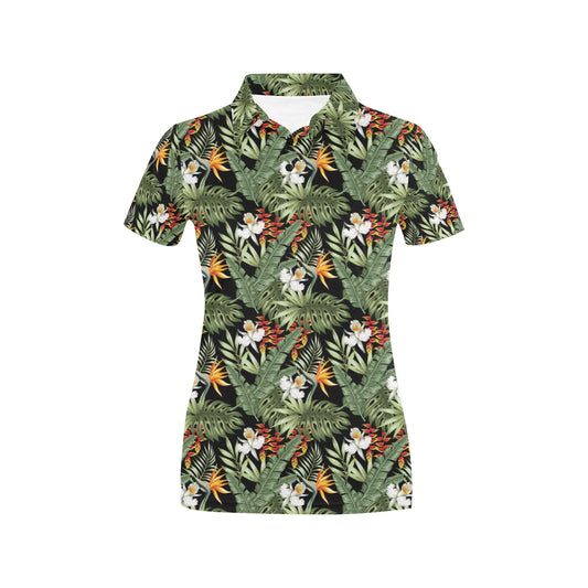 Bird Of Paradise Pattern Print Design 02 Women's Polo Shirt