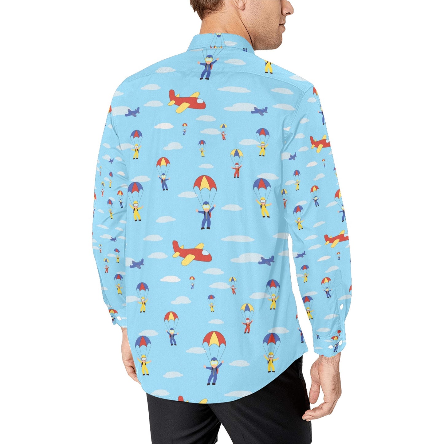 Skydiver Print Design LKS304 Men's Long Sleeve Dress Shirt