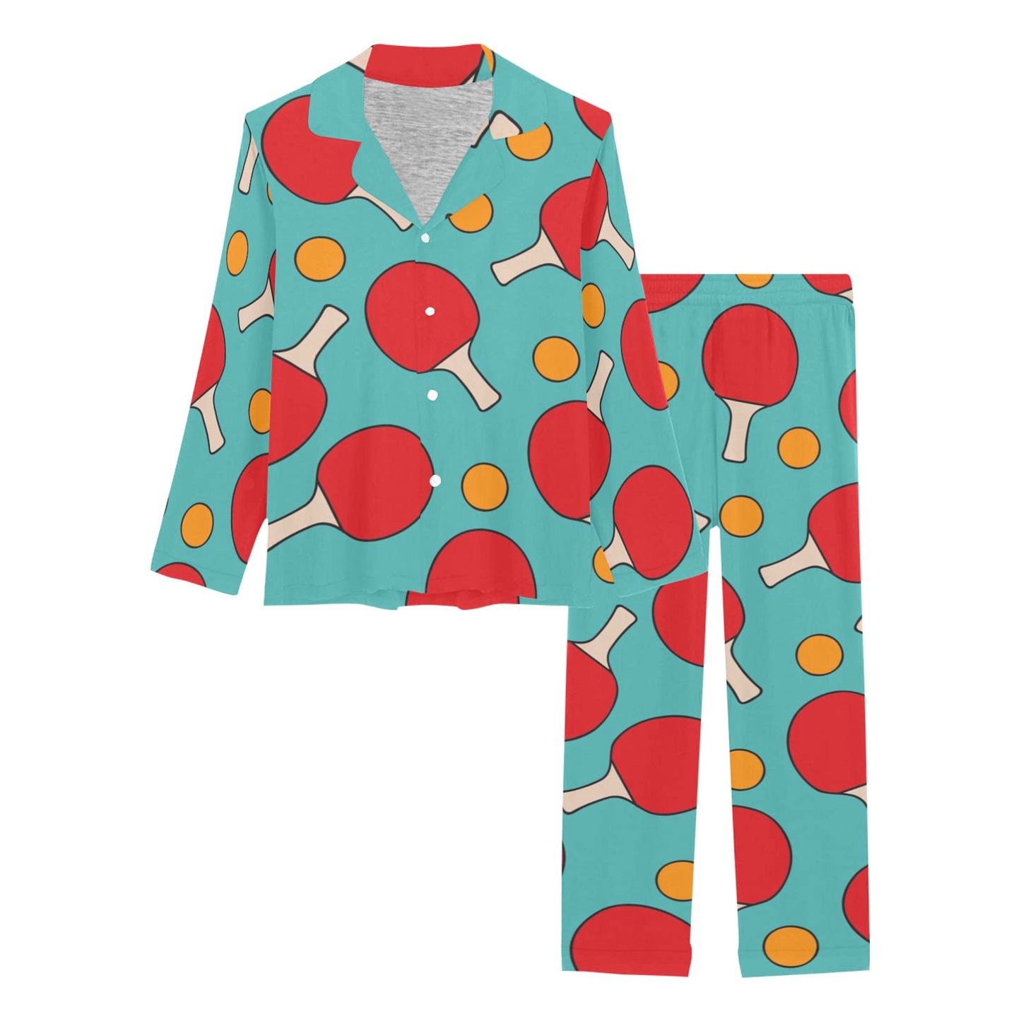 Ping Pong Pattern Print Design A01 Women's Long Pajama Set