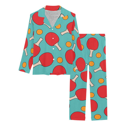 Ping Pong Pattern Print Design A01 Women's Long Pajama Set