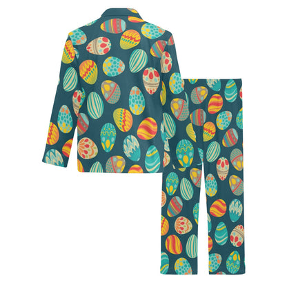 Easter Eggs Pattern Print Design RB09 Men's Long Pajama Set