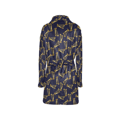 Harp Print Design LKS401 Women's Fleece Robe