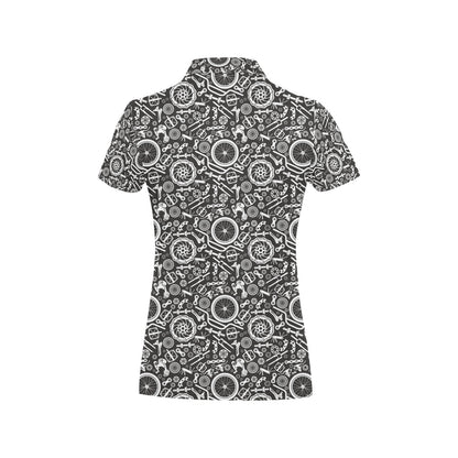 Bicycle Tools Pattern Print Design 02 Women's Polo Shirt