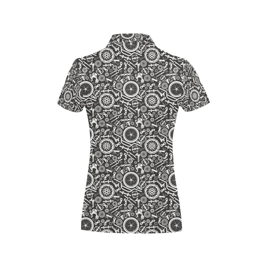 Bicycle Tools Pattern Print Design 02 Women's Polo Shirt