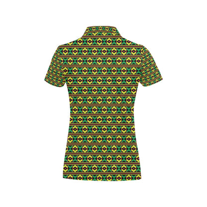 African Geometric Print Pattern Women's Polo Shirt