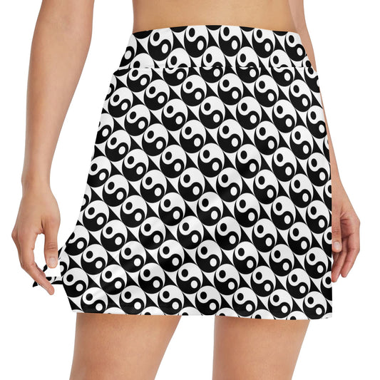 Yin Yang Print Design LKS304 17" Golf & Pickleball Skort with Pockets