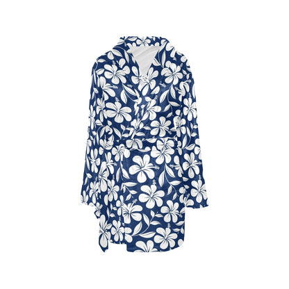 Hibiscus Pattern Print Design HB031 Women's Fleece Robe